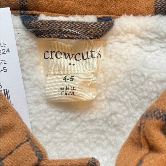J. Crew Factory Navy and Orange Plaid Sherpa Lined Shacket Size XS 4 - 5 - Picture 2 of 9